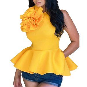 Elegant Big Flower Peplum Top
